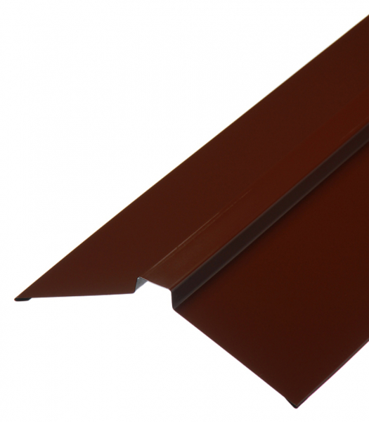 Конек для металлочерепицы плоский с пазом 115х30х115 мм 2 м коричневый RAL 8017