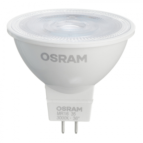 Лампа светодиодная Osram 5 Вт GU5.3 рефлектор MR16 3000К теплый белый свет 12 В
