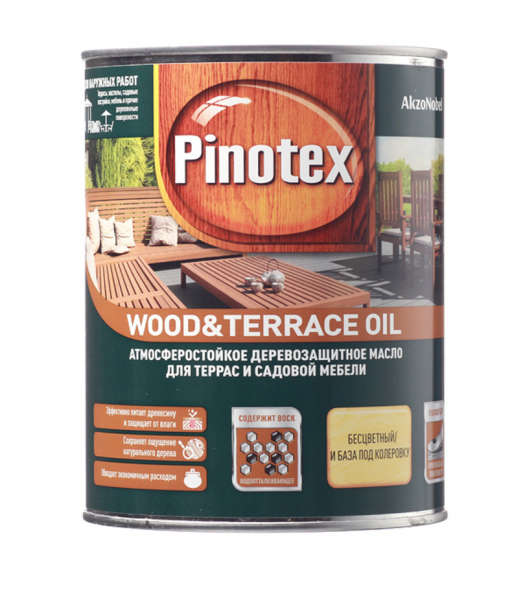 Масло Pinotex Wood&Terrace Oil для террас бесцветное 1 л